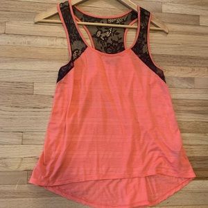 Mine Brand Coral Tank Black lace racer back